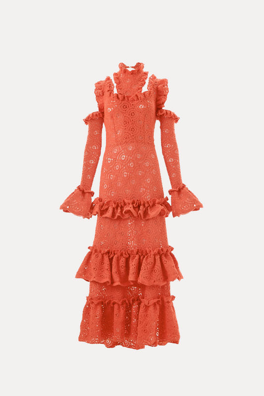 Vestido Crochet Coral