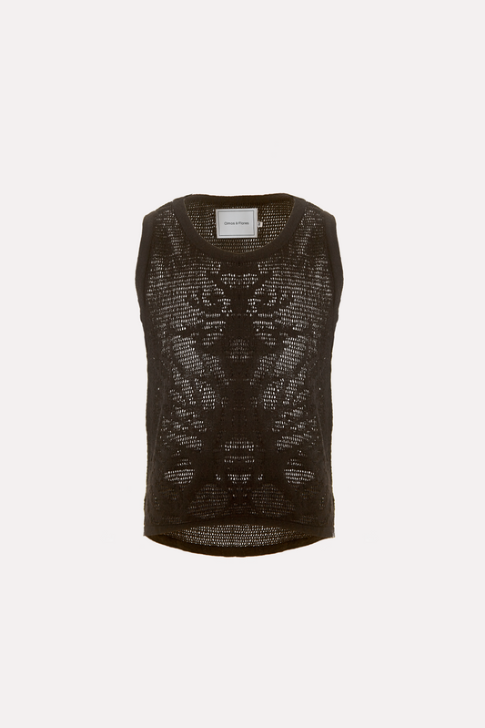 Tank Top Crochet Arrecife Negro