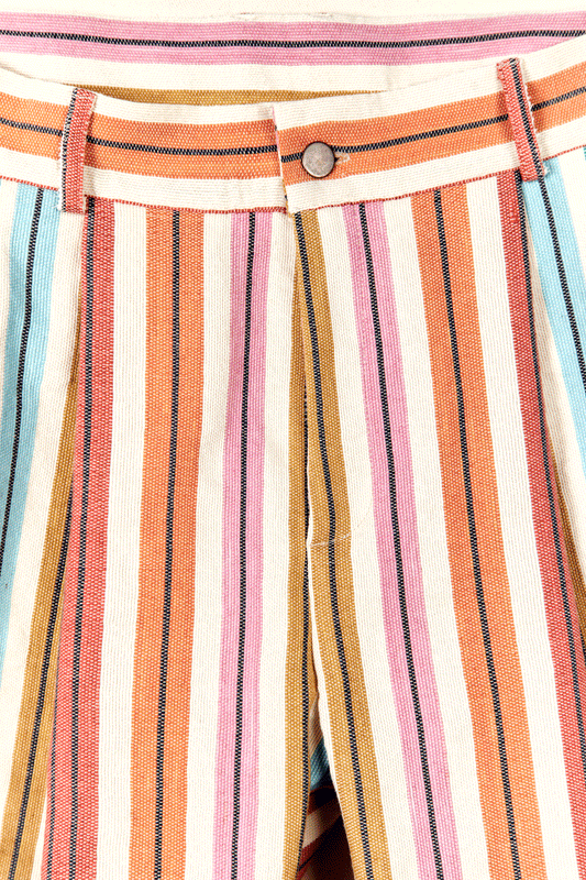 Woven Pastel Colored Striped Bermudas