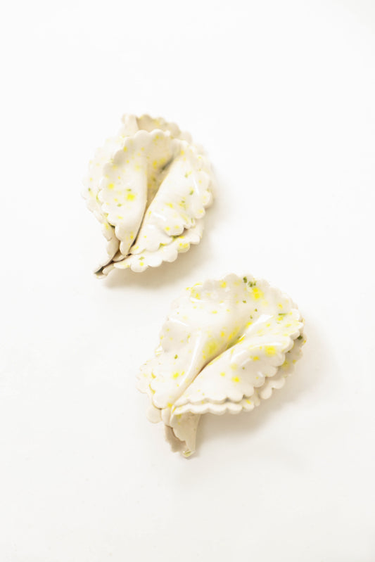 Gelbe Keramikblatt-Ohrringe