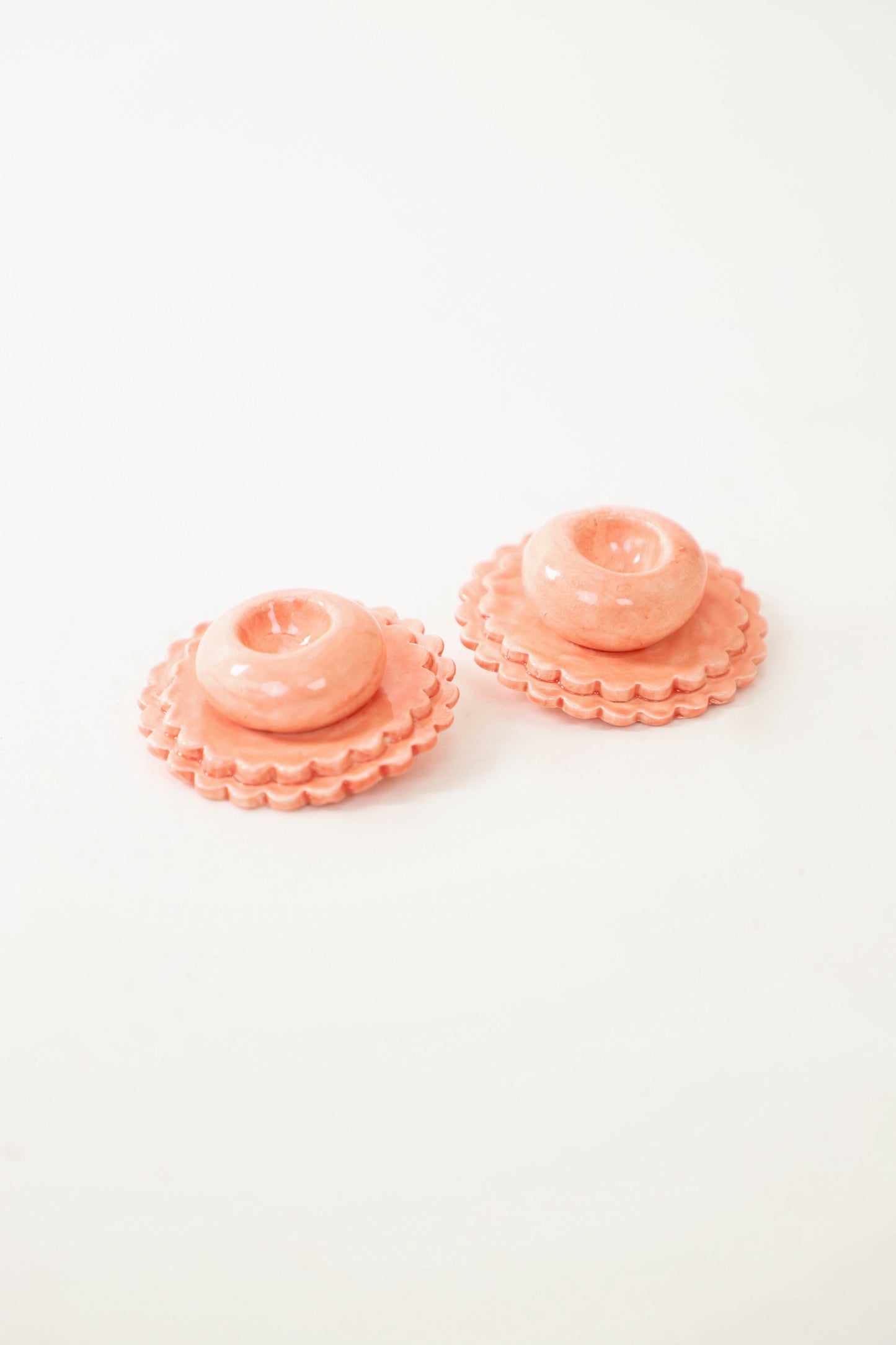 Aretes Botón Coral Cerámica
