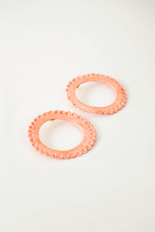 Aretes Círculo Coral Cerámica