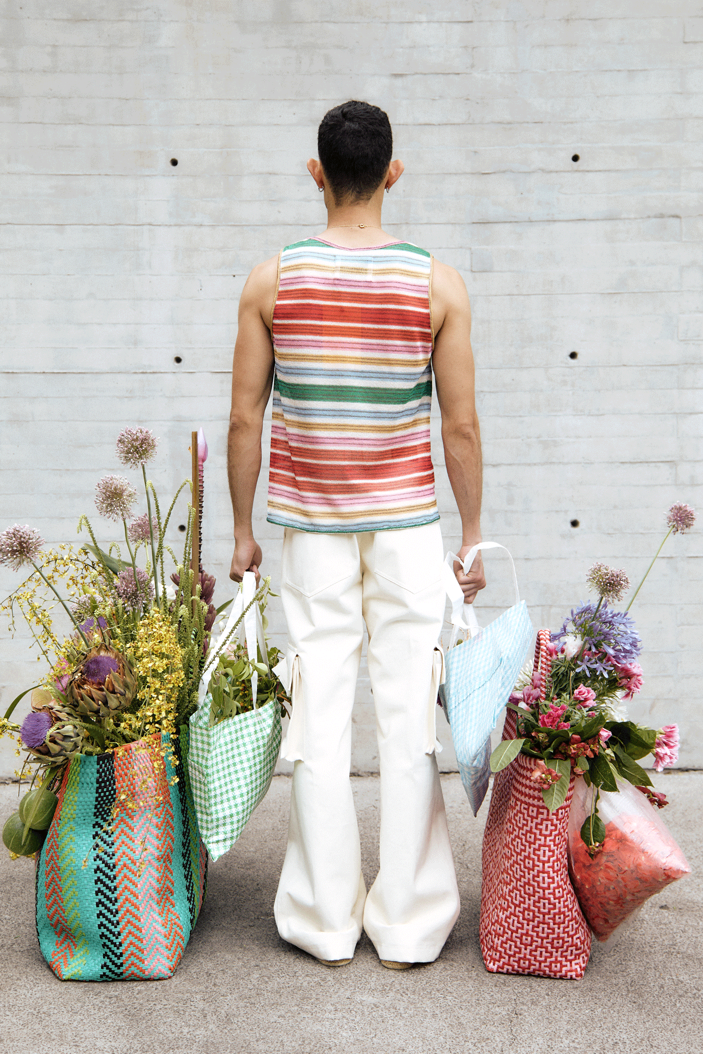 Pantalón Cargo Denim Crudo