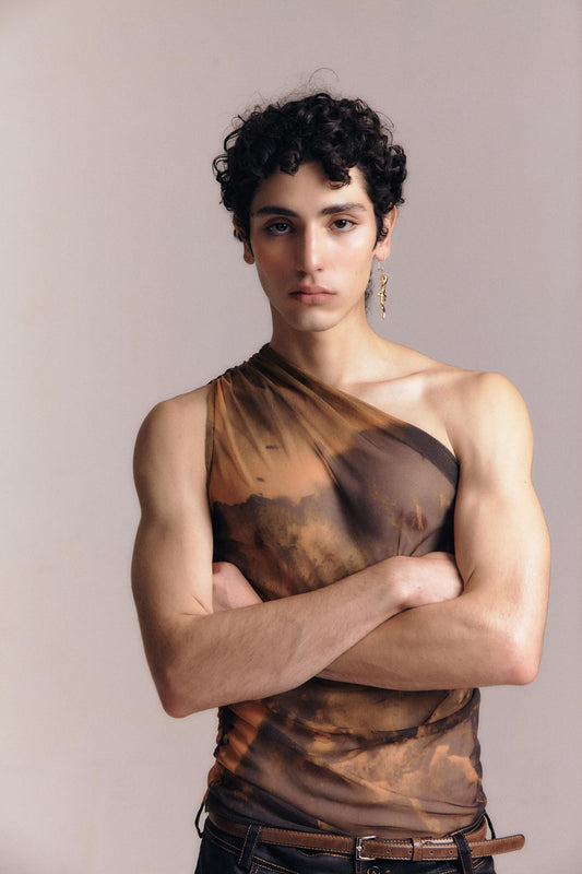 Top Asimétrico Arrecife Costero Mesh