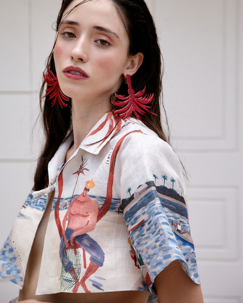 Red Palm Earrings