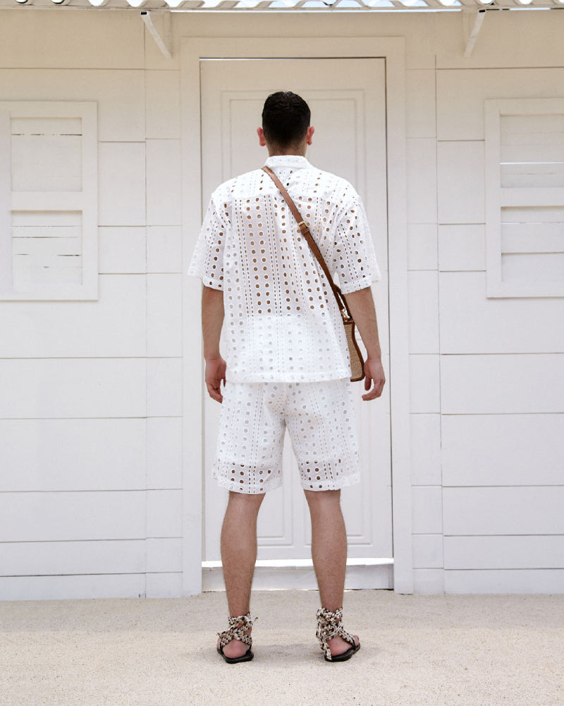 White Eyelet Bermuda