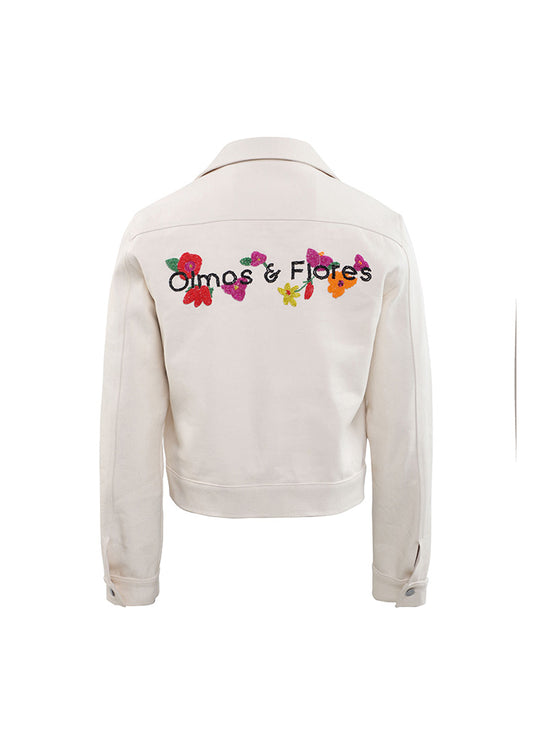 Chamarra Bordada Denim Crudo