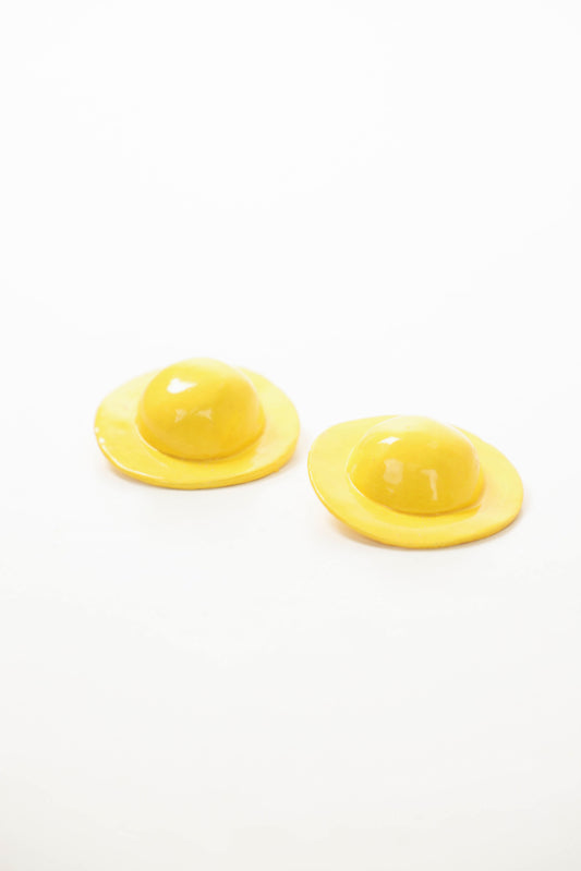 Aretes Sol Amarillo Cerámica