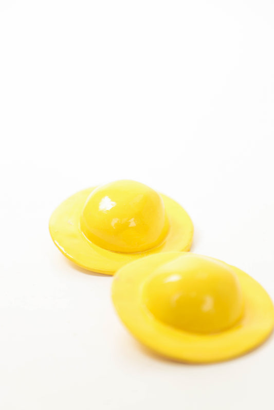 Aretes Sol Amarillo Cerámica