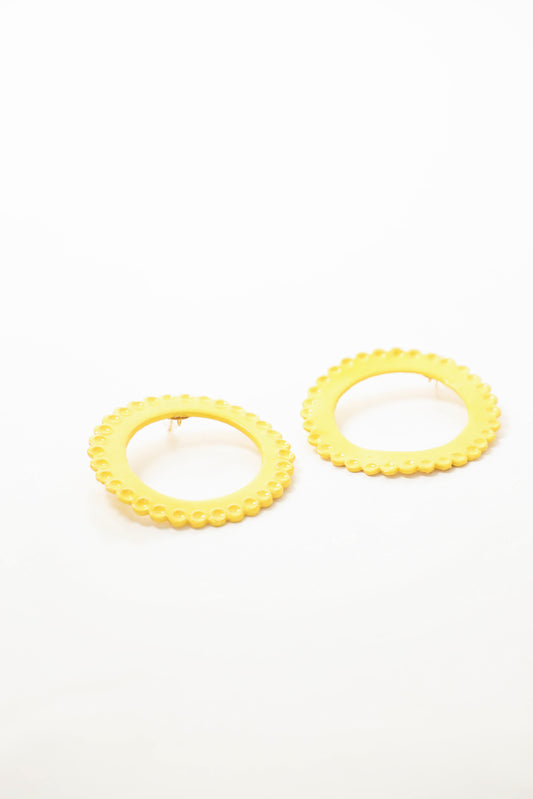 Aretes Círculo Amarillo Cerámica