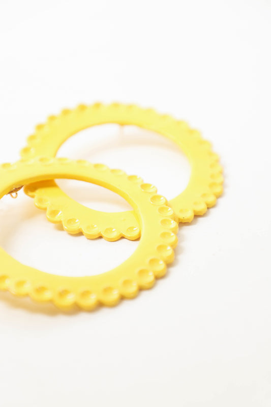 Aretes Círculo Amarillo Cerámica