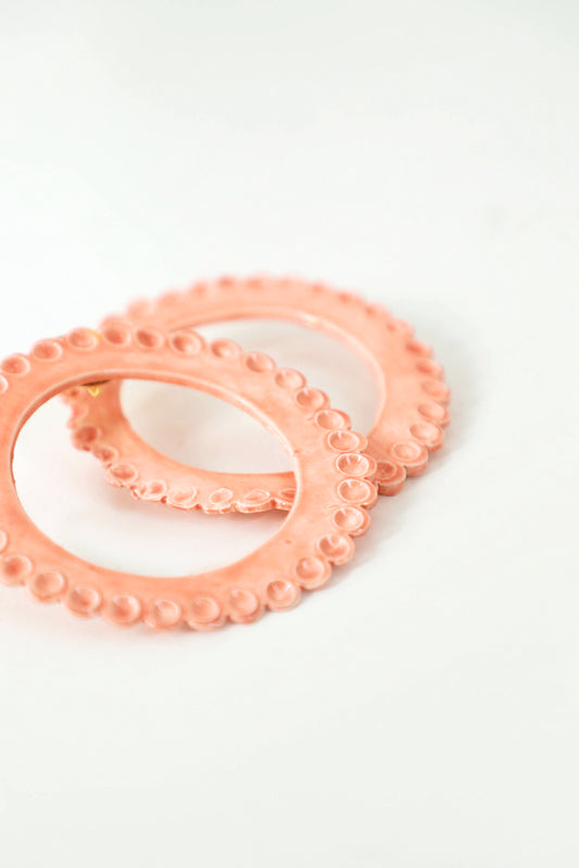 Aretes Círculo Coral Cerámica
