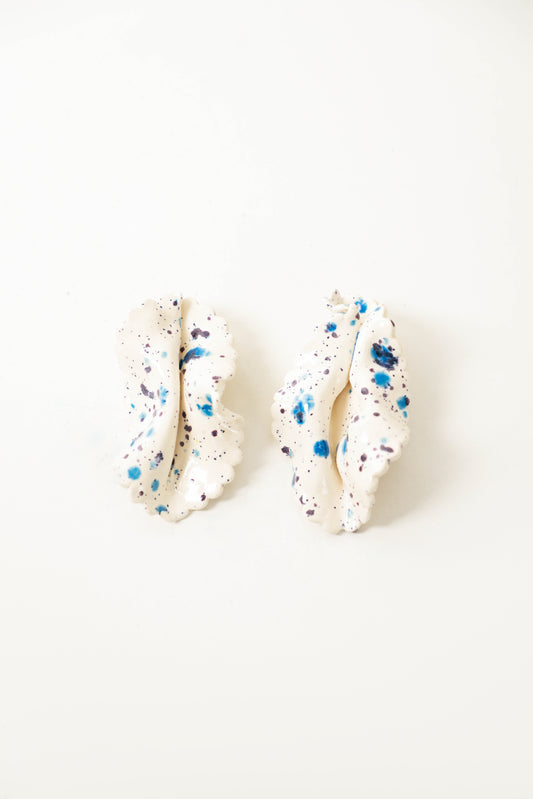 Aretes Hoja Azul Cerámica
