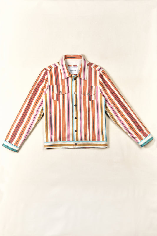 Woven Pastel Colored Striped Jacket