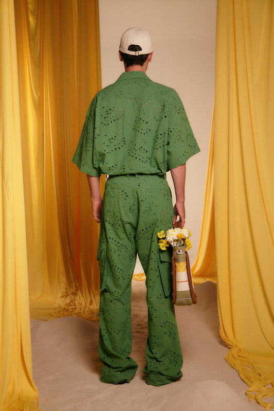 Green Eyelet Pants