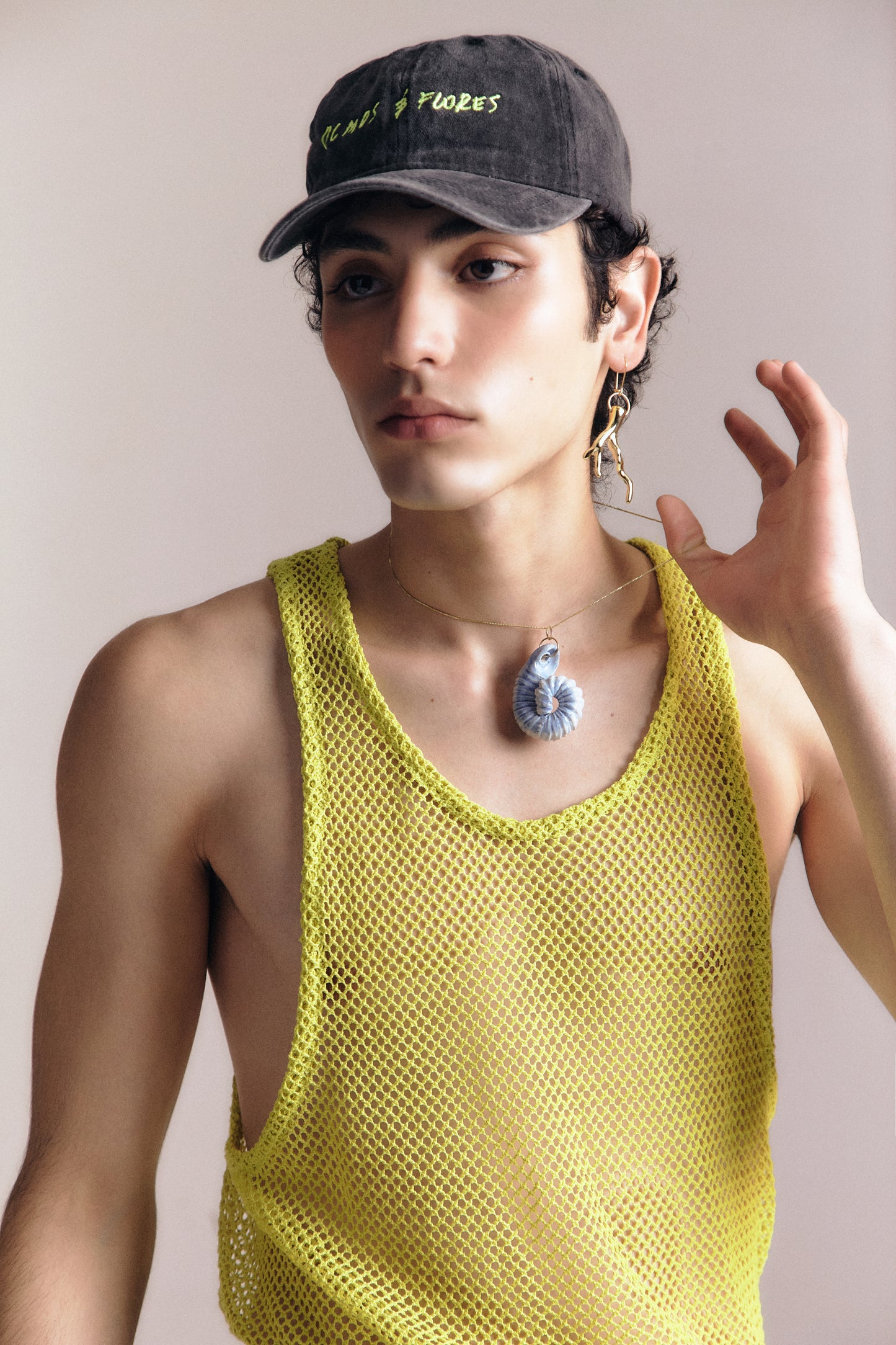 Fishnet Tank Top Yellow