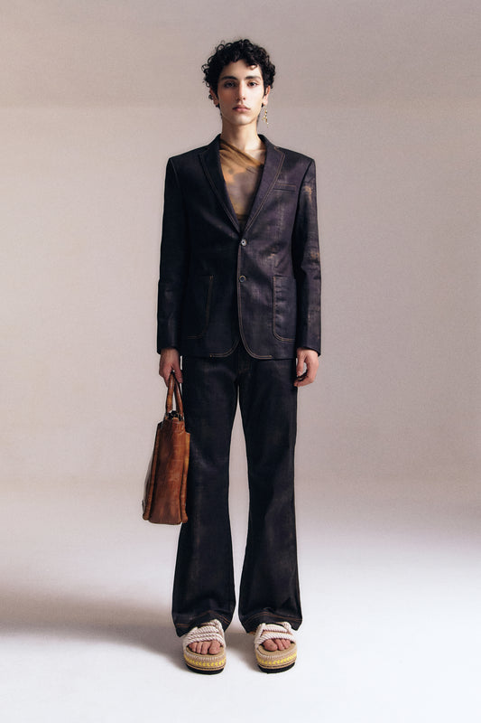 Rust Effect Denim Blazer
