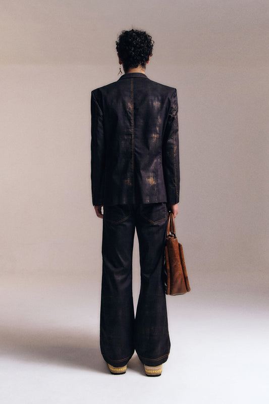 Rust Effect Denim Blazer